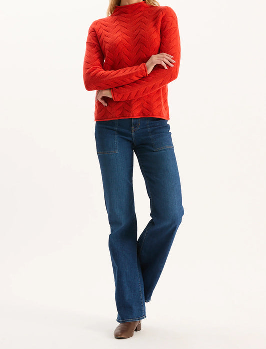 Gracie Cashmere Basketweave Sweater in Coralitp by Tyler Boe