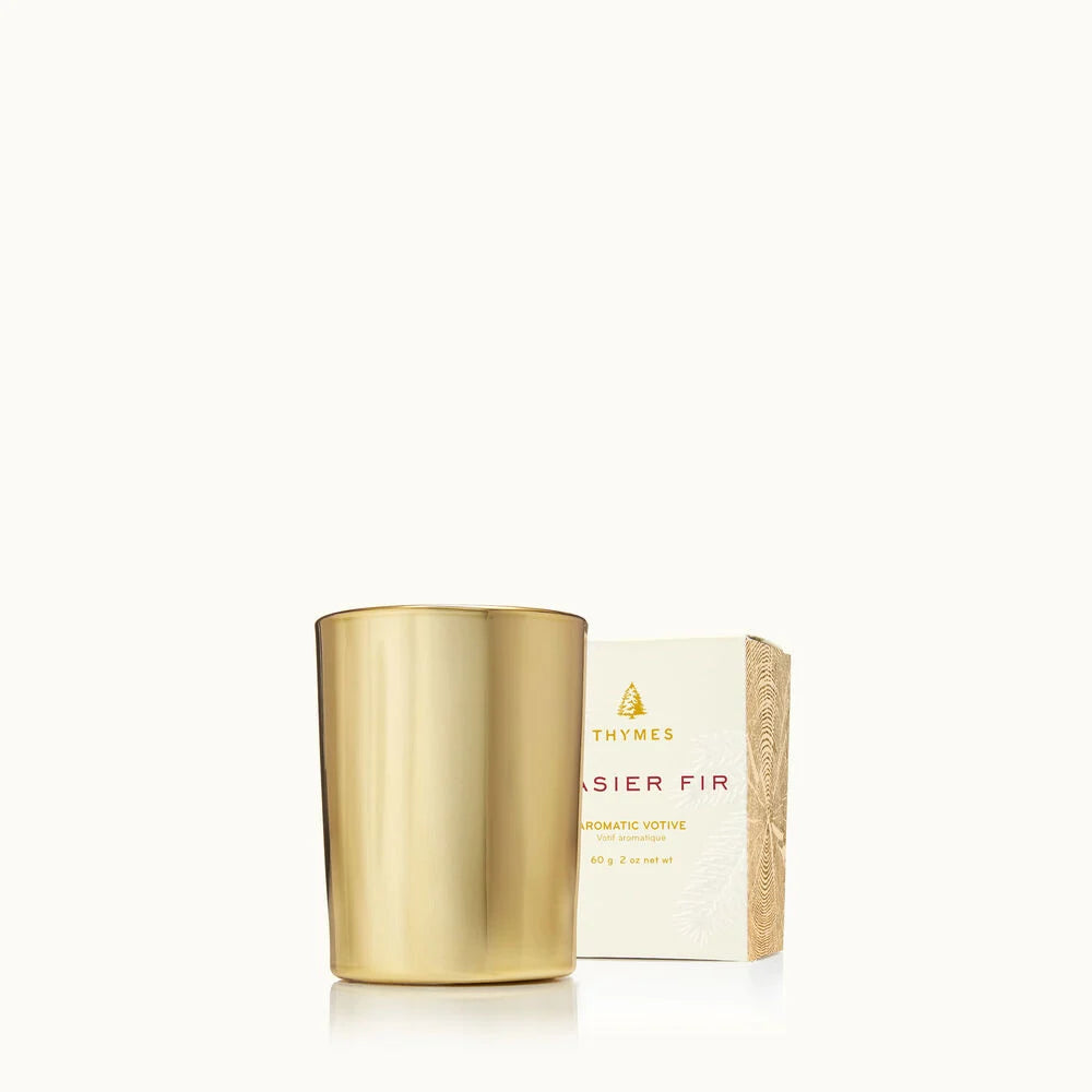 Frasier Fir Gold Votive Candle by Thymes, 2 oz