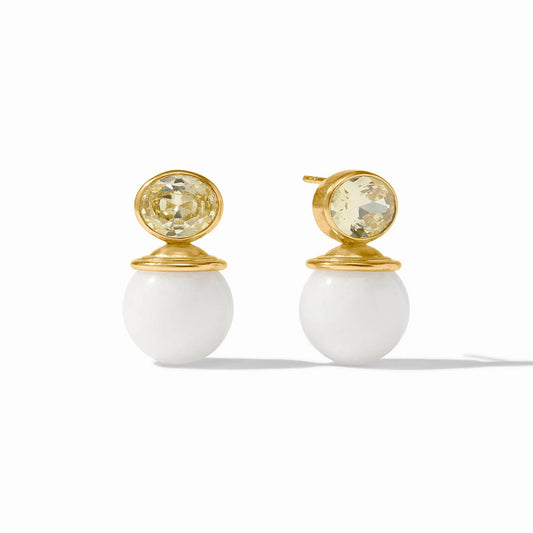 Portofino Earring in Gold and White Jade by Julie Vos