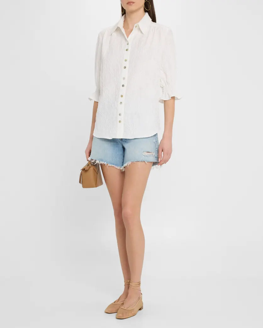 Sirena Shirt Textured Jacquard in White by Finley