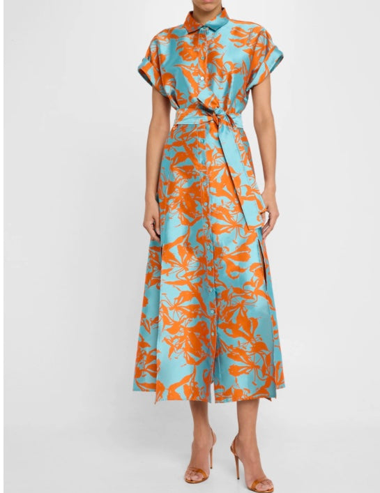 Chantel Dress Jacquard in Orange/Blue  by Finley