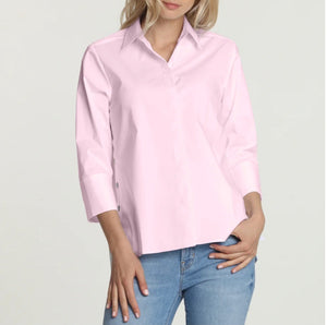 Maxine 3/4 Sleeve Side Button Shirt in Soft Pink by Hinson Wu