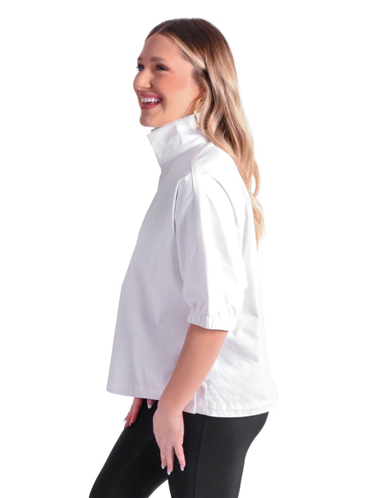 Poppy Top in White Ponte by Emily McCarthy