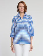 Xena 3/4 Sleeve Shirt in Electric Blue/White by Hinson Wu