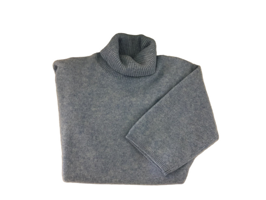 Cashmere Elbow Sleeve Turtleneck in Air Blue by Pure Amici