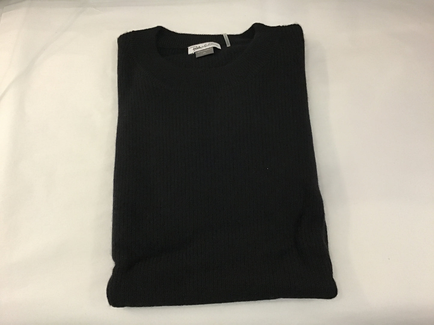 100% Cashmere Crew Shaker Sweater in Black by Pure Amici