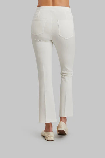 Ella Crop Flare Pant in White by Peace of Cloth