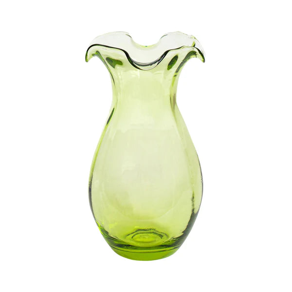 Hibiscus Glass Vertical Fluted Small Vase in Green by Vietri