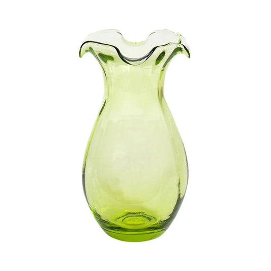 Hibiscus Glass Vertical Fluted Small Vase in Green by Vietri