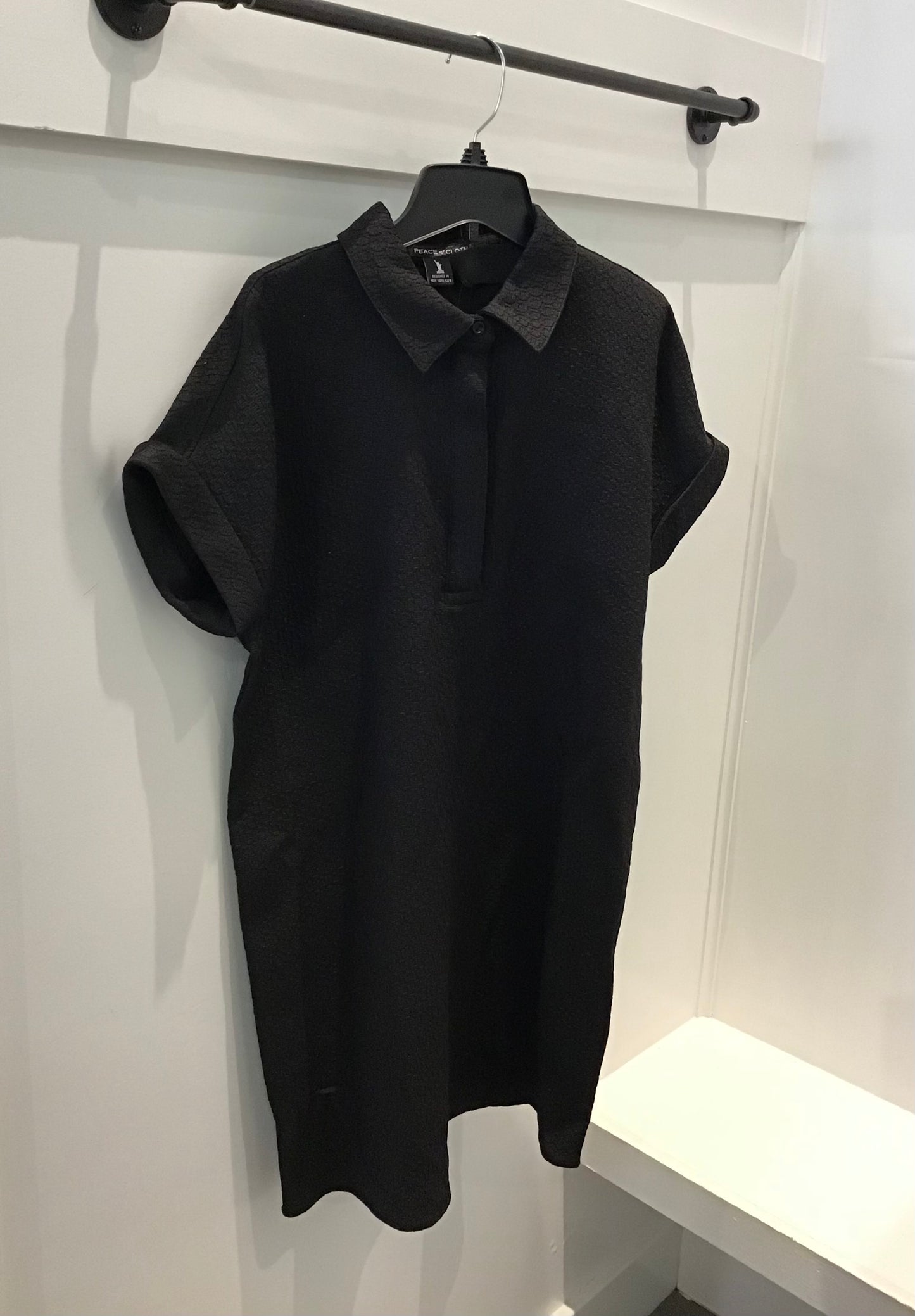 Kyle Short Sleeved Dress in Black by Peace of Cloth