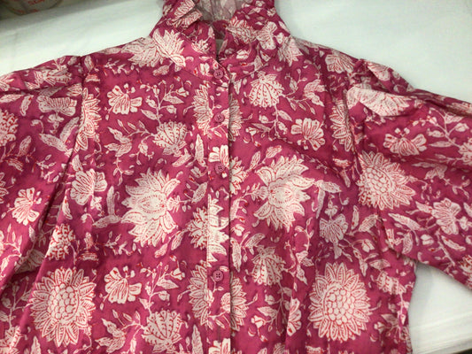 Puff Short Sleeve Button Top in Light Pink by Fate
