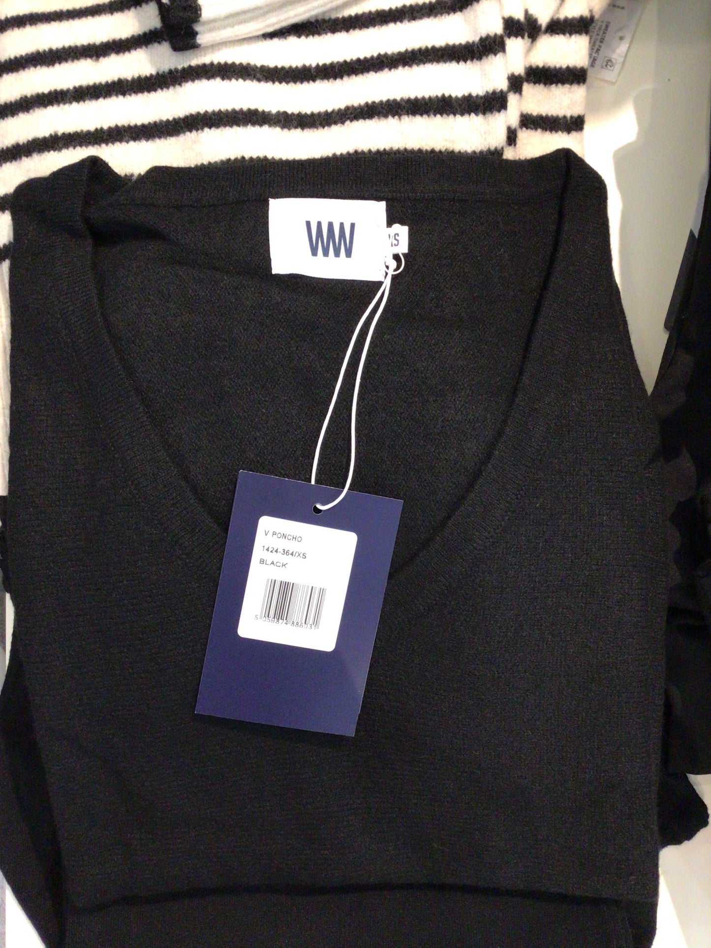 V Neck Cashmere Sweater/ Poncho in Black by Windsor & White