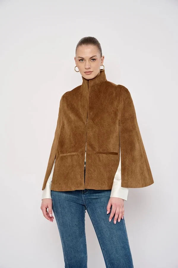 Sage Cape in Camel Suede by Flora Bea
