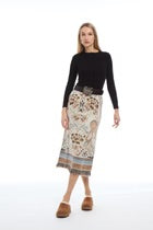 Camille Knit Fringe Skirt in Ecru Jacquard by Patty Kim