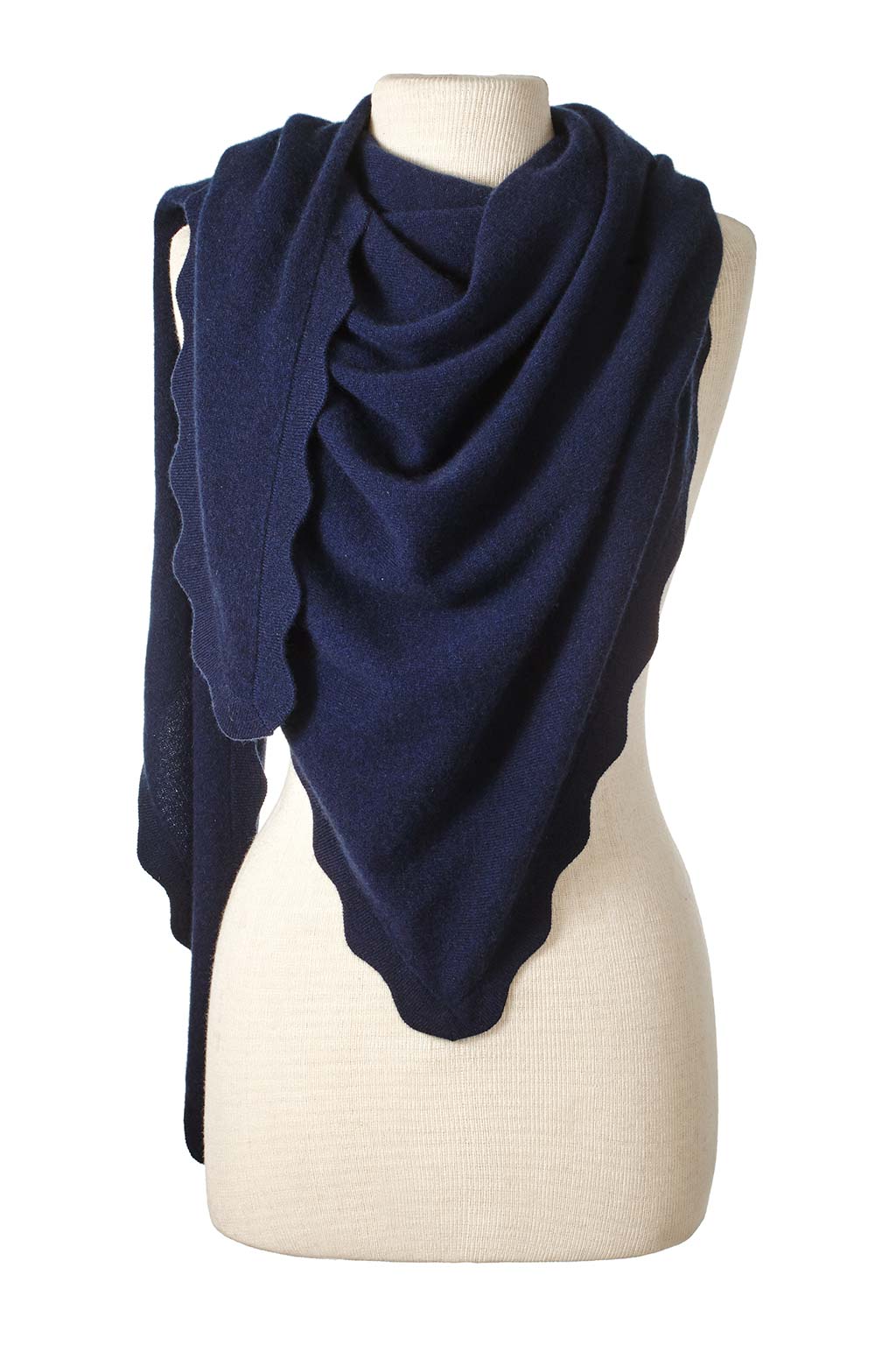 Ruffle Triangle Wrap in True Navy by Alpine Cashmere