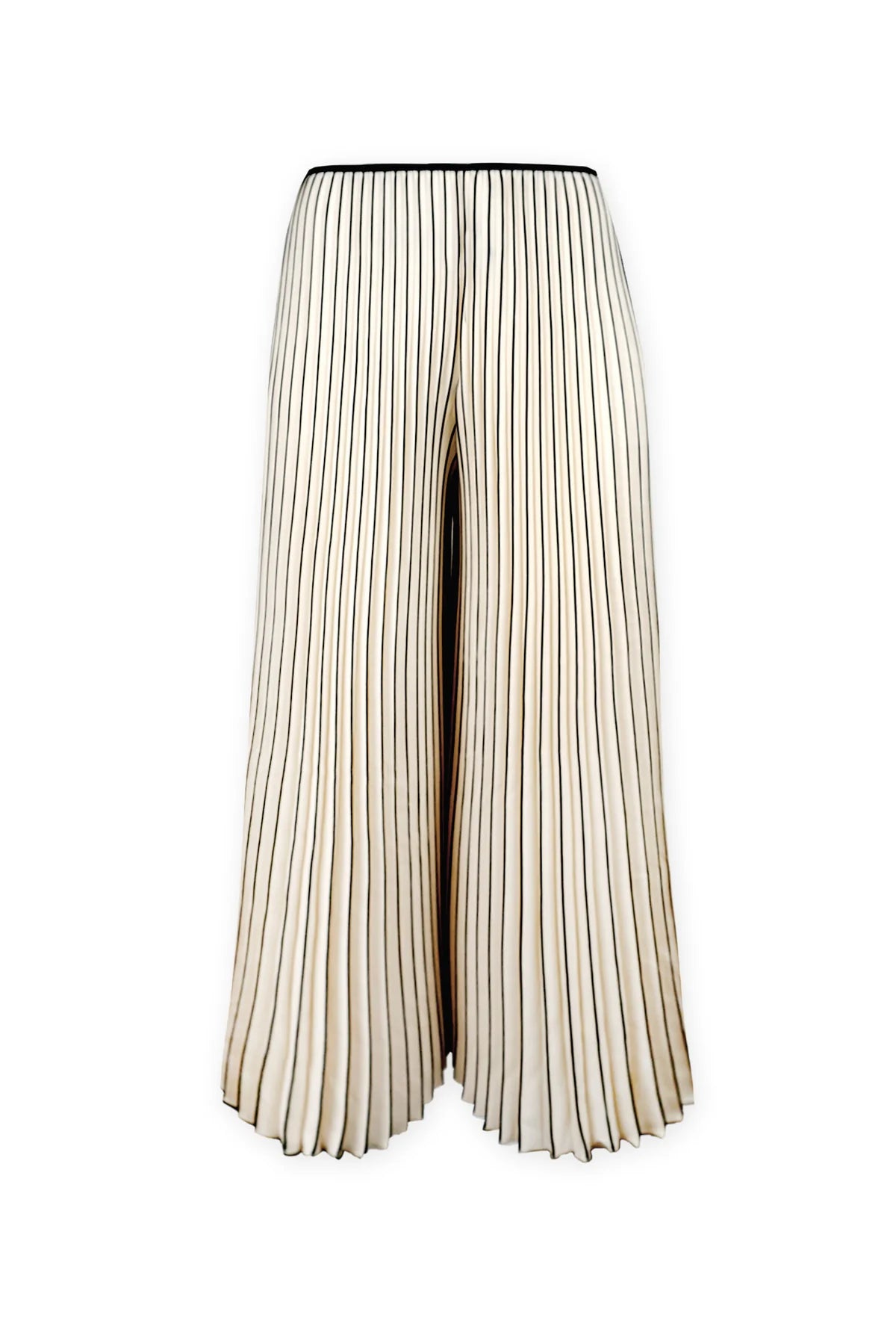 Leah Matte Plisse Palazzo Pant in Cream/ Black