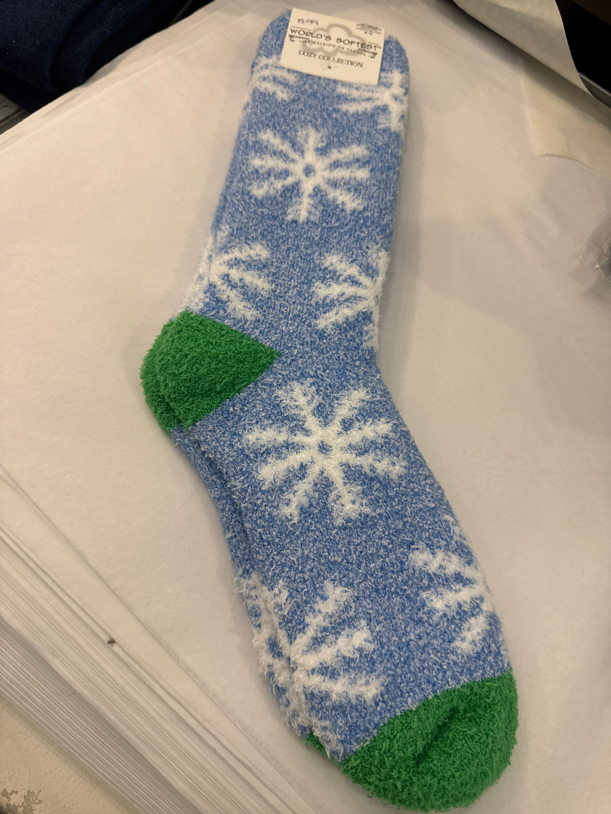 Christmas Blue Sock/Snowflakes