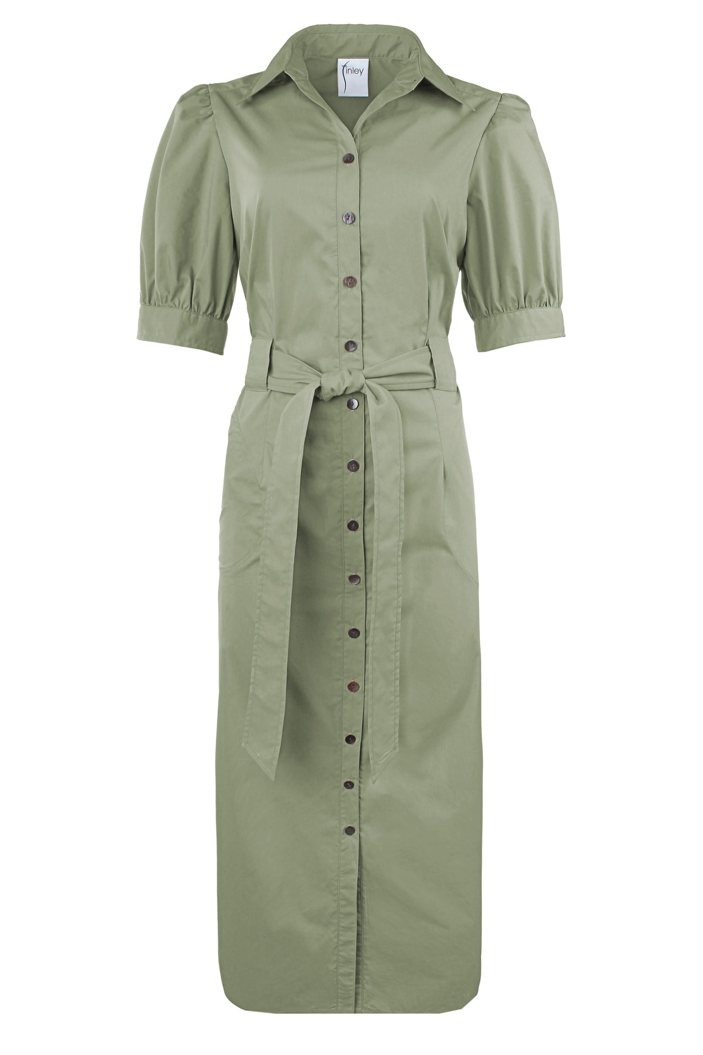 Harper Dress Long Weathercloth in Sage by Finley