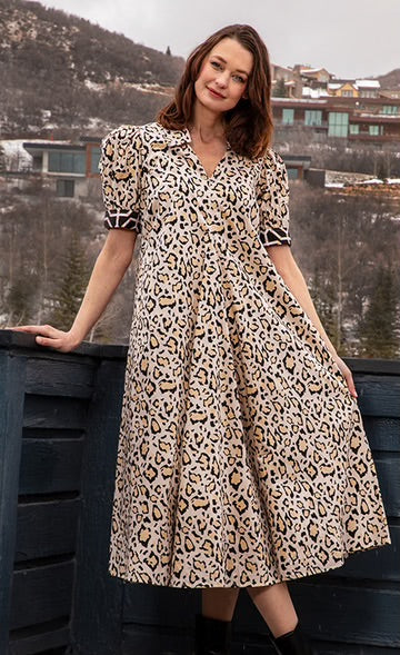 Montauk Botanical Dress in Leopard Print by Dizzy Lizzie