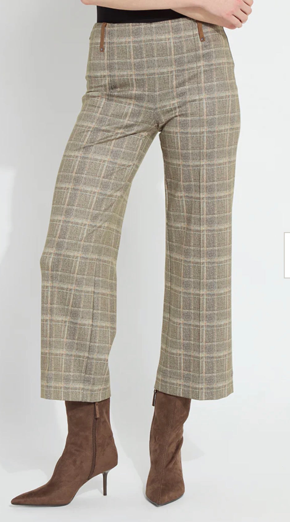 Livia Crop Pant in Smoked Green Plaid by Lysse