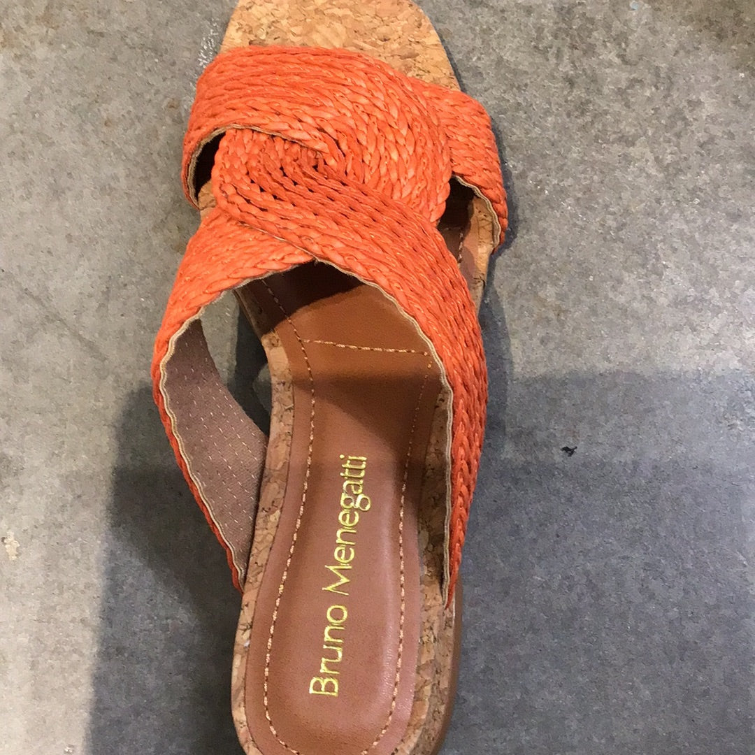 Verina Slide Sandal in Coral Cork by Bruno Menegatti