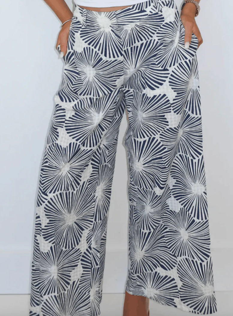 Enzo Wide Leg Pant in Blue Nova by Nibi Montauk