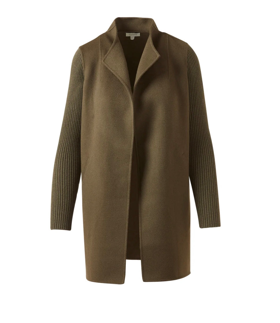 Rib Sleeve Coat in Loden by Kinross Cashmere