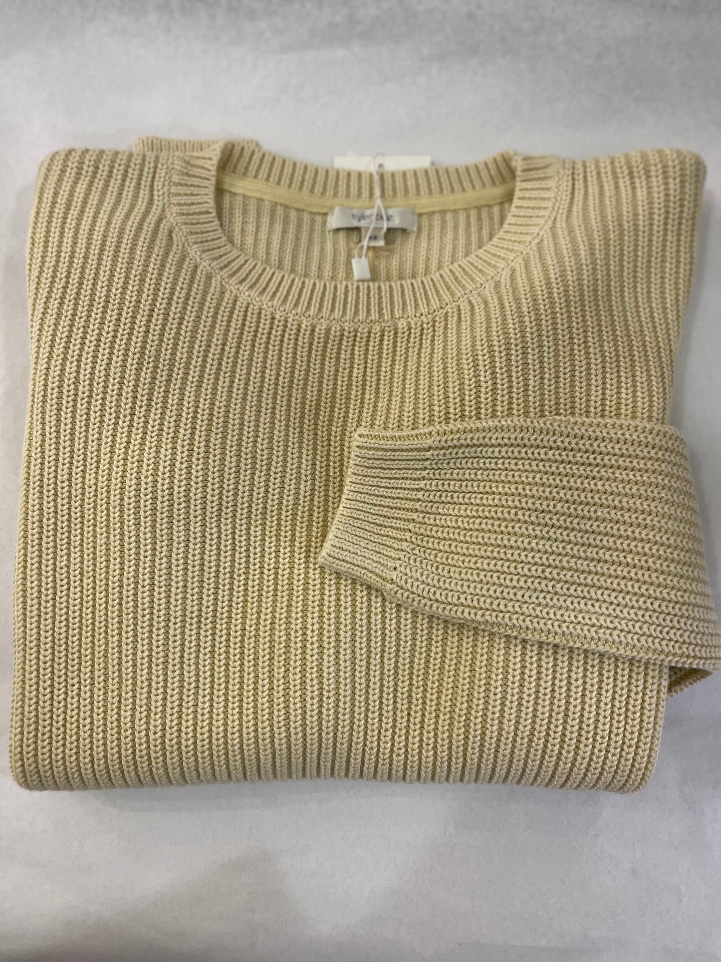 Blonde Mineral Washed Cotton Crew Neck Sweater by Tyler Boe