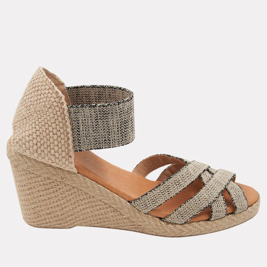 Adin Black Beige Linen Espadrille Edge Sandals by andré assous Aa5ADN98