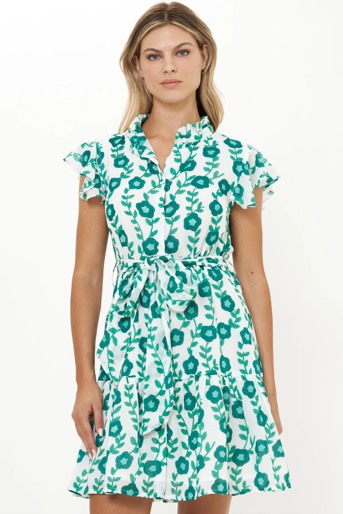 Ruffle Collar Button Mini in Toscano Green by Oliphant