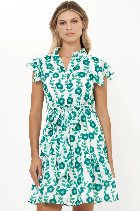 Ruffle Collar Button Mini in Toscano Green by Oliphant