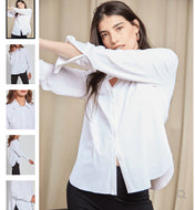 Connie Slim Button Down in White by Lysse