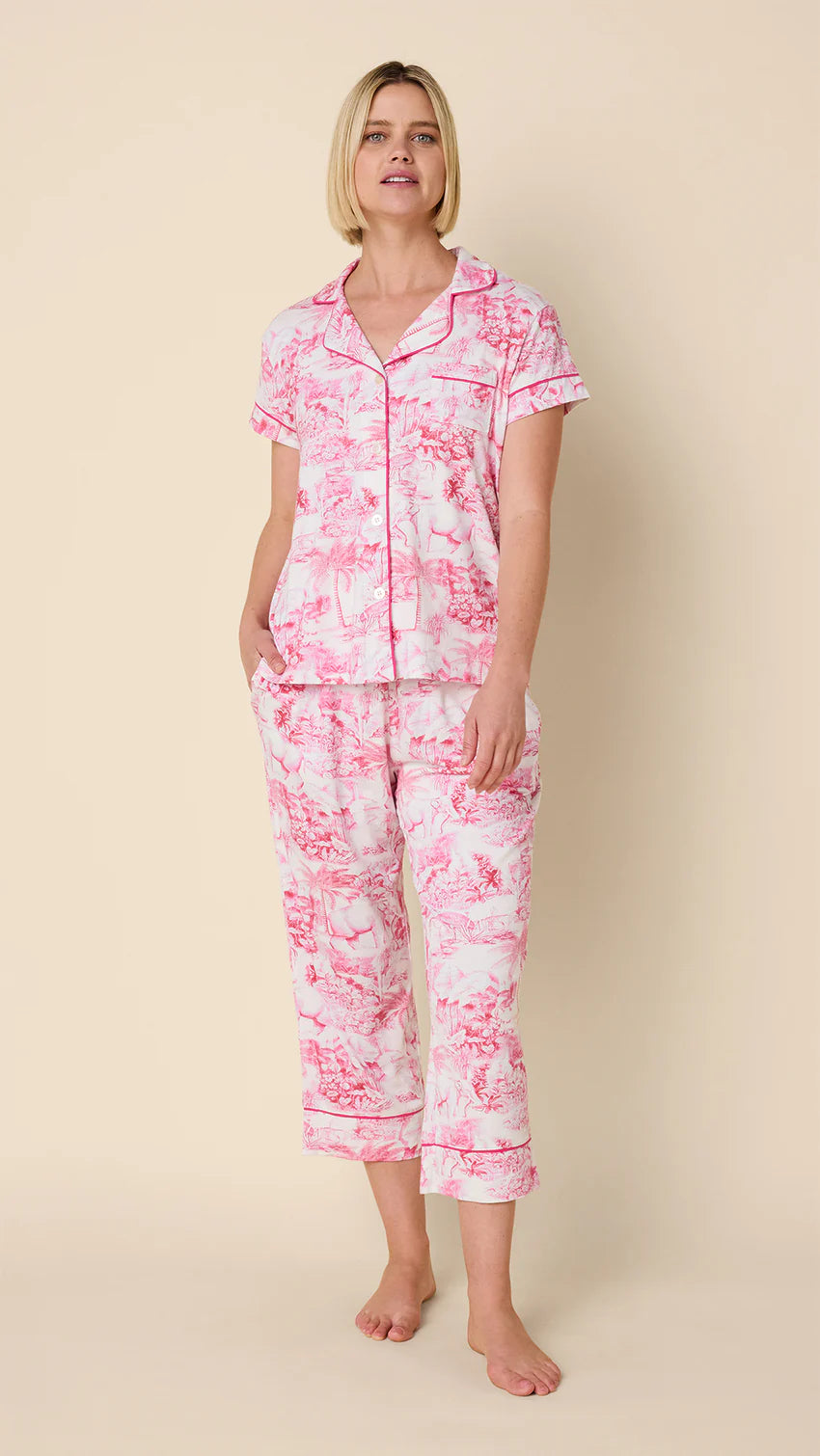 Palm Grove Toile Pima Knit Capri Set by The Cat’s Pajamas