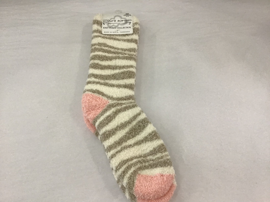Neutral Zebra Cozy Socks by Crescent Sock Co