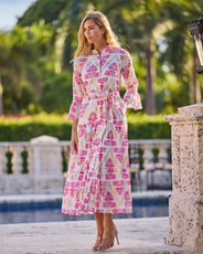 Roxie Dress Cotton Voile in Gilded Flora White Gold by Jude Connally