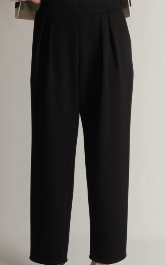 Butter Modal Tapered Pants with Pleated Front (Darby 50144) in Black by P Cill