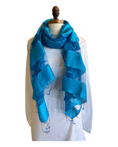 Hand Woven Scarf in Jewel Blue by Blue Pacific