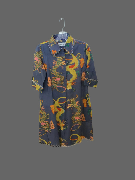 Chatham Dress in Navy Blue Dragon by Dizzy Lizzie