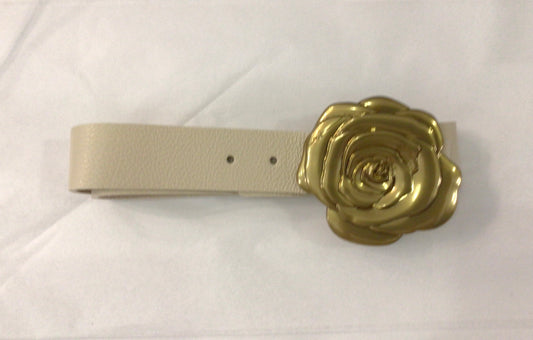 Belt with Rose Buckle in Cream by Laggo