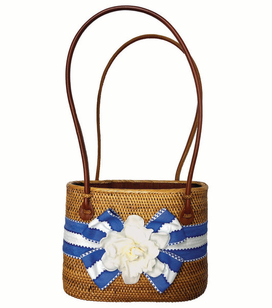Lisi Lerch Bosom Buddy Bags Charlotte Medium Blue/White Stripe w/Gardenia
