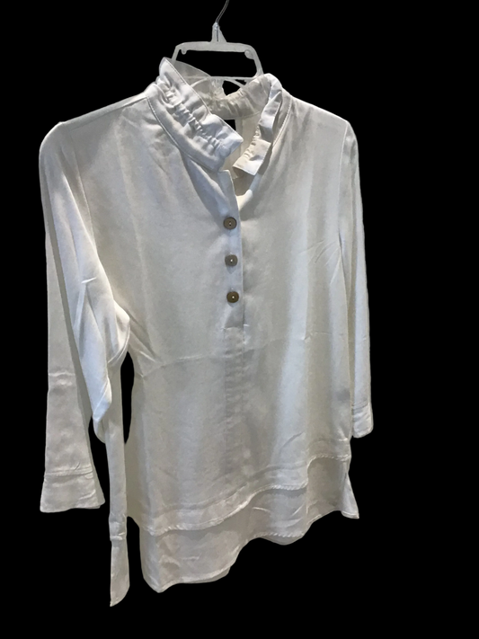 Button Down Blouse with Ruffle Collar (TS15)  in White by Toofan
