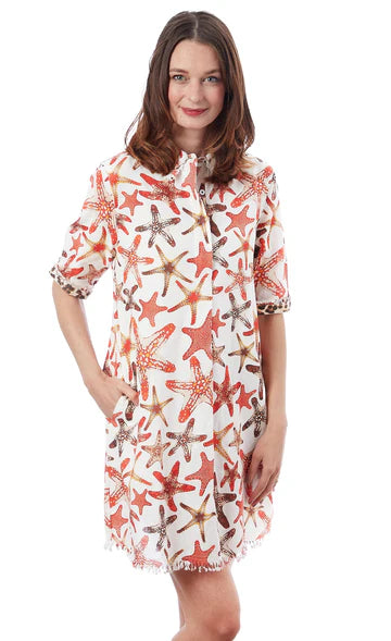 Chatham Dress in Starfish Print by Dizzy Lizzie