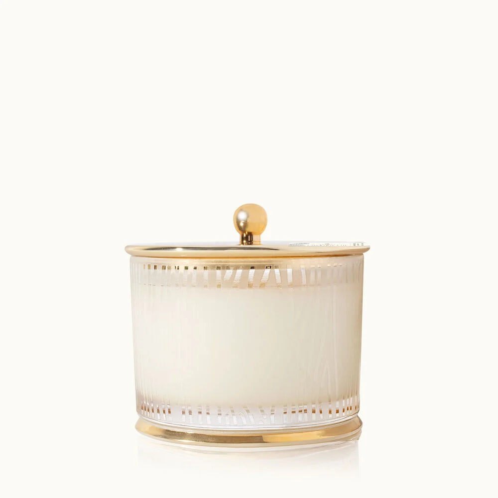 Frasier Fir Gilded Frosted Wood Grain Candle with Gold Lid by Thymes