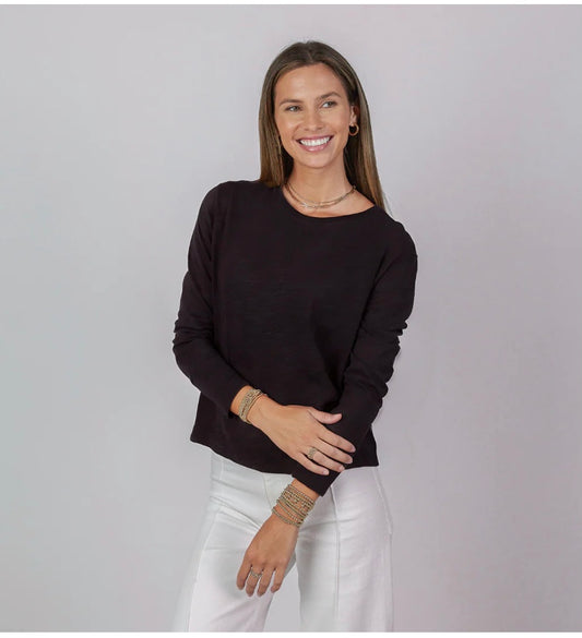 Celia Perfect Length Long Sleeve Tee in Black