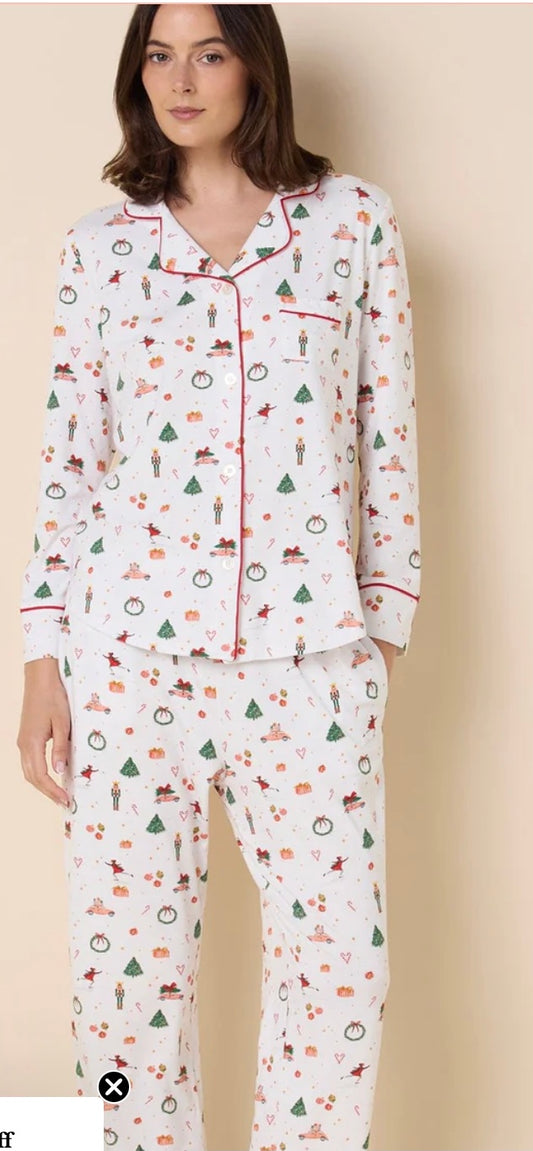 A Very Vintage Christmas Pima Knit Long Sleeved Pajama Set by The Cat’s Pajamas