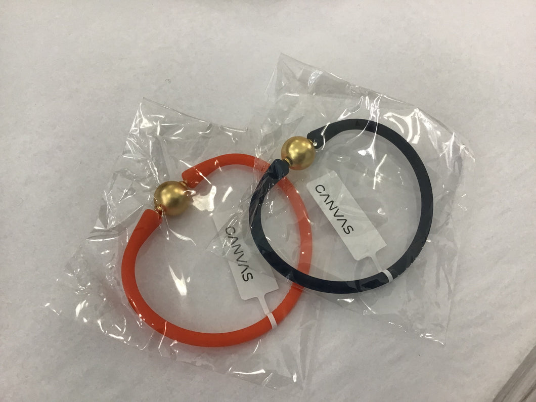 Bali 24k plated Ball Bead Silicone Bracelet in Orange/Navy by Canvas