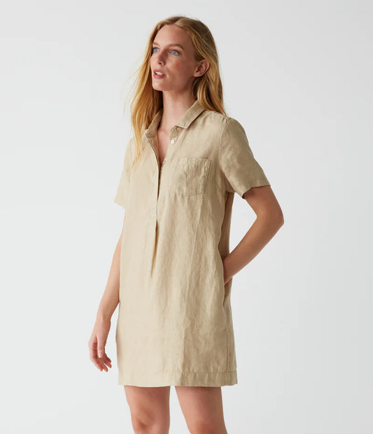 Ola Utility Dress in Natural Woven Linen by Michael Stars