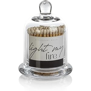 Zodax "Light My Fire Jar of Matches 3.5" x 5"  in Dome Jar with 150 Matches (White)