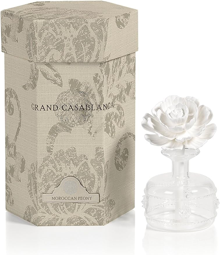 White Hibiscus Mini Grand Casablanca Aroma Porcelain Diffuser by Zodax