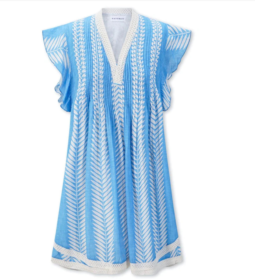 Eden Dress in Cornflower Leaf by Navy Bleu